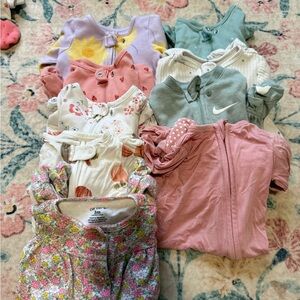 Baby Girl Sleepers Bundle 3–6 Months | Carter’s, Nike | Lot of 10+